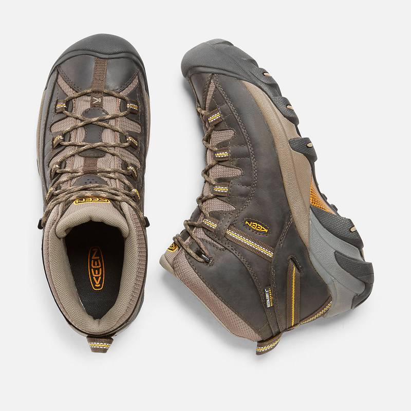 Keen Targhee II Mid Waterproof Wanderstiefel Herren DE-50782 Black Olive/Yellow - Keen Herrenschuhe